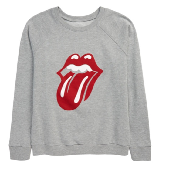 NWT Treasure & Bond Rolling Stones BAND GRAPHIC SWEATSHIRT IN GREY - Picture 1 of 9